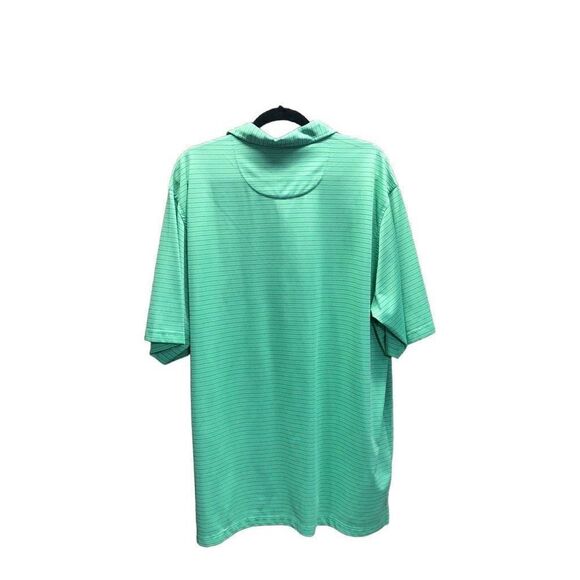 Donald Ross Size Extra Large (XL) Lime Green and Navy Striped Polo - Picture 2 of 4